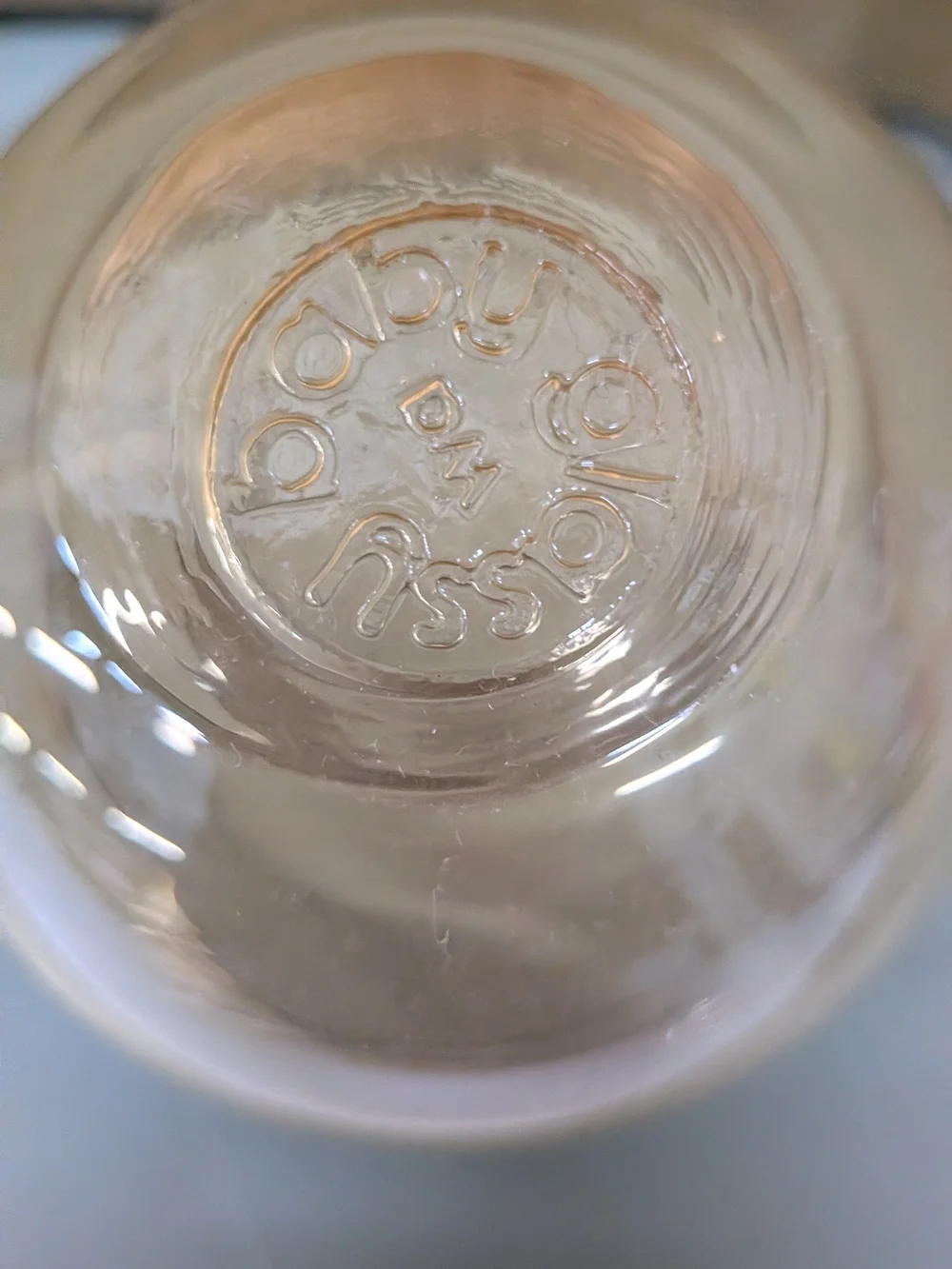 Glassybaby Votive Holder. Clear Orange. Stamped On Bottom.